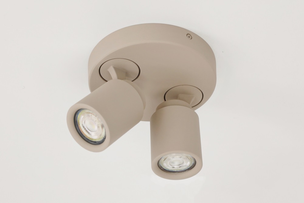 Stijlvolle opbouwspot ATTIRA 2-lichts rond GU10 | Creme / Zand