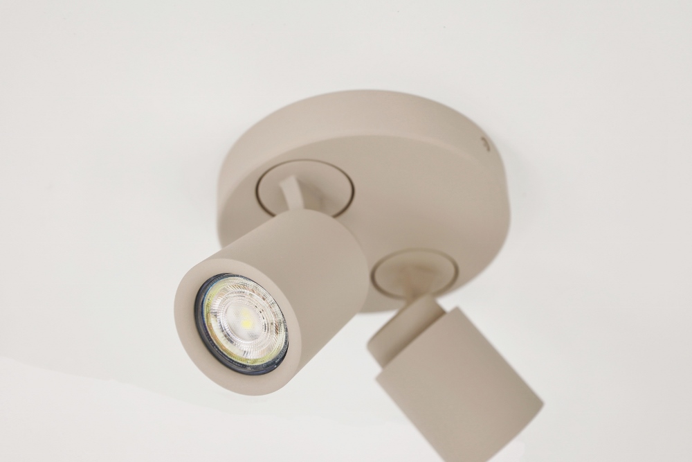 Stijlvolle opbouwspot ATTIRA 2-lichts rond GU10 | Creme / Zand