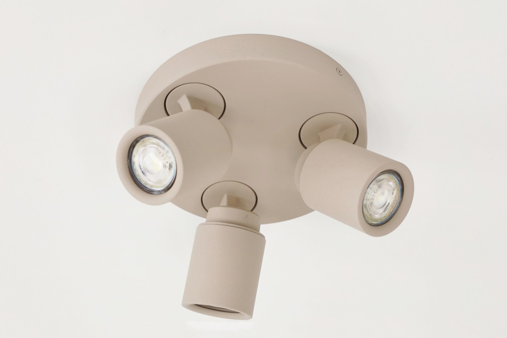 Stijlvolle opbouwspot ATTIRA 3-lichts rond GU10 | Creme / Zand