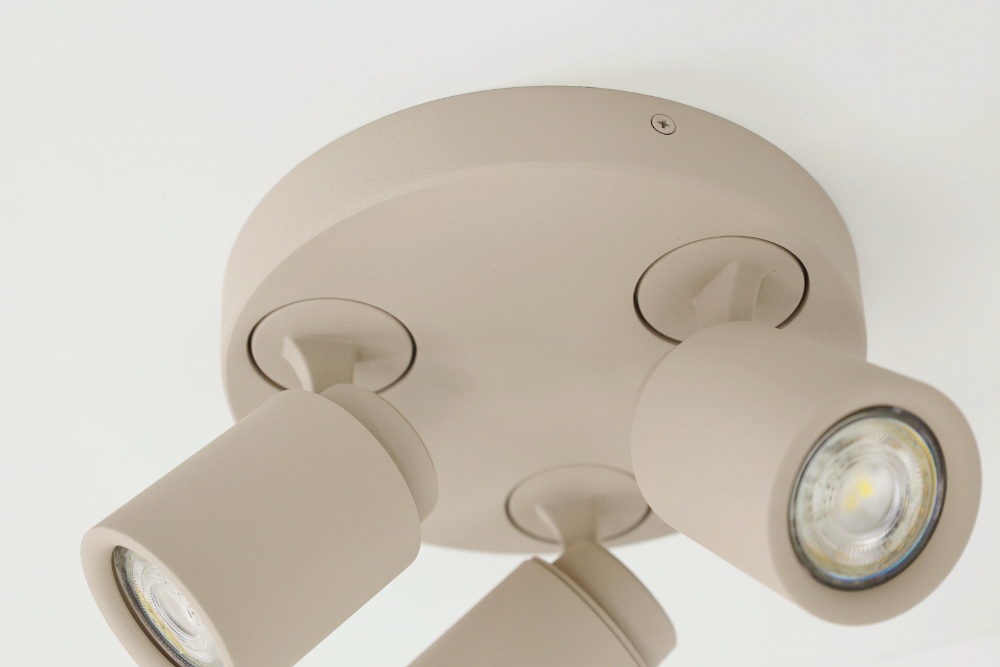 Stijlvolle opbouwspot ATTIRA 3-lichts rond GU10 | Creme / Zand