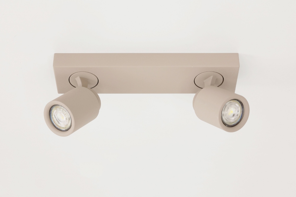 Stijlvolle opbouwspot ATTIRA 2-lichts balk GU10 | Creme / Zand