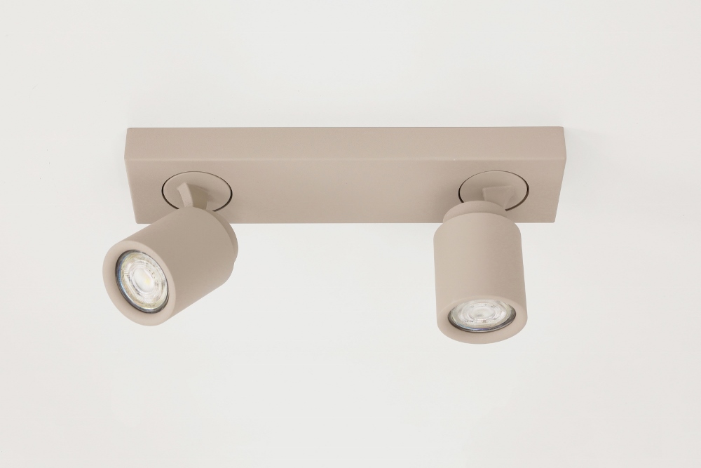 Stijlvolle opbouwspot ATTIRA 2-lichts balk GU10 | Creme / Zand