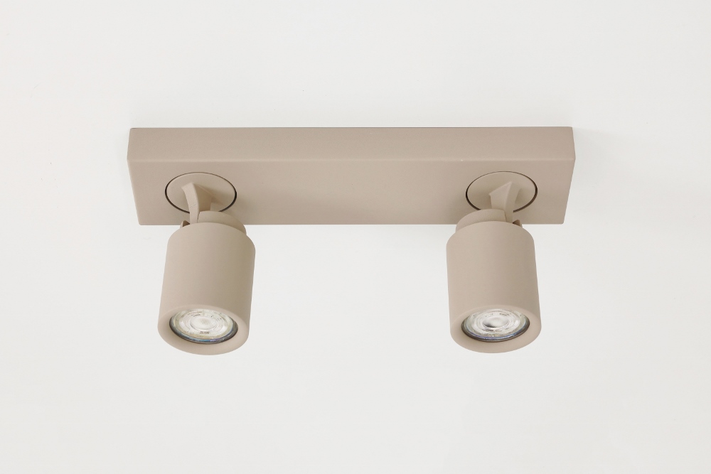 Stijlvolle opbouwspot ATTIRA 2-lichts balk GU10 | Creme / Zand