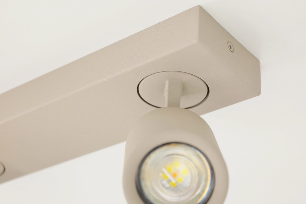 Stijlvolle opbouwspot ATTIRA 2-lichts balk GU10 | Creme / Zand