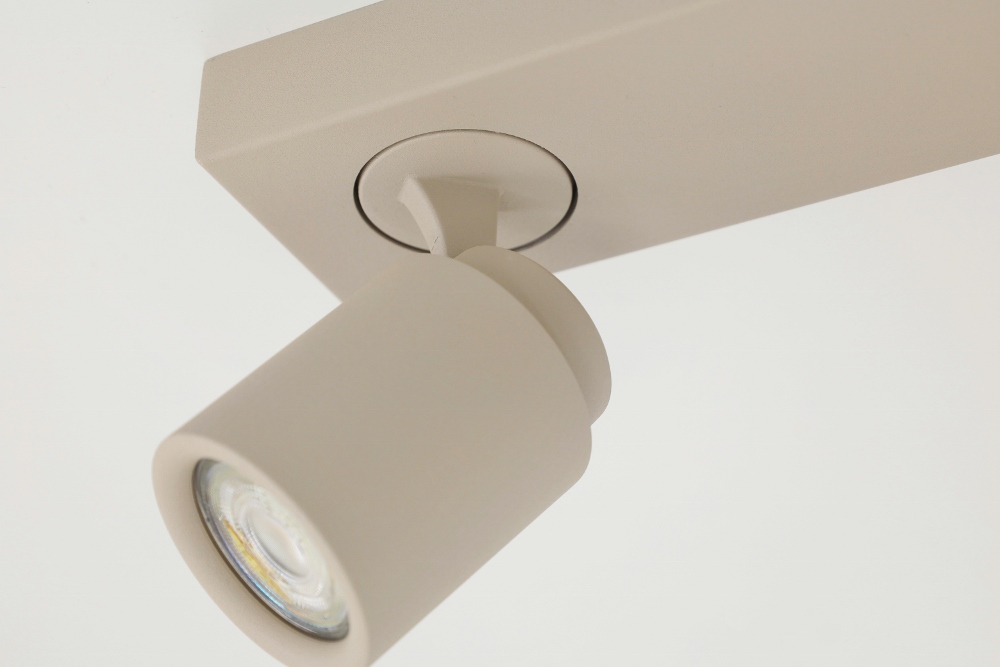 Stijlvolle opbouwspot ATTIRA 2-lichts balk GU10 | Creme / Zand