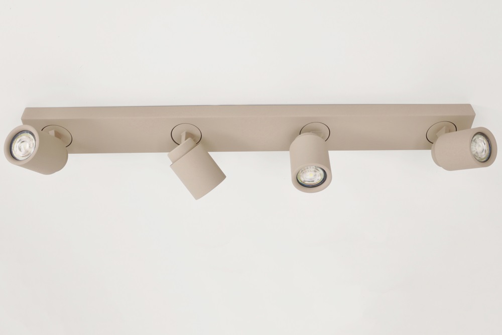 Stijlvolle opbouwspot ATTIRA 4-lichts balk GU10 | Creme / Zand