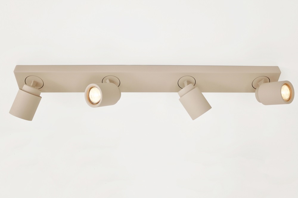 Stijlvolle opbouwspot ATTIRA 4-lichts balk GU10 | Creme / Zand