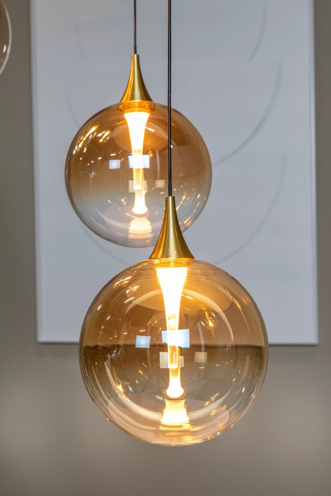Stijlvolle hanglamp GISELA 5-lichts rond | Amber