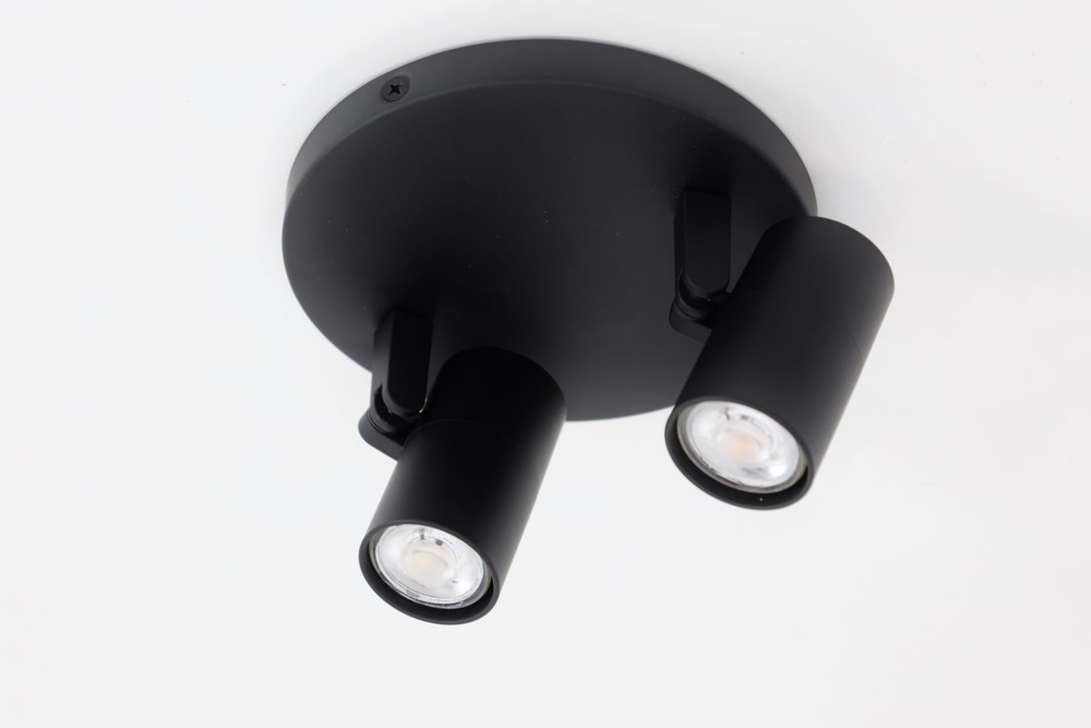 Minimalistische opbouwspot PETITE 2-lichts rond GU10 | Zwart