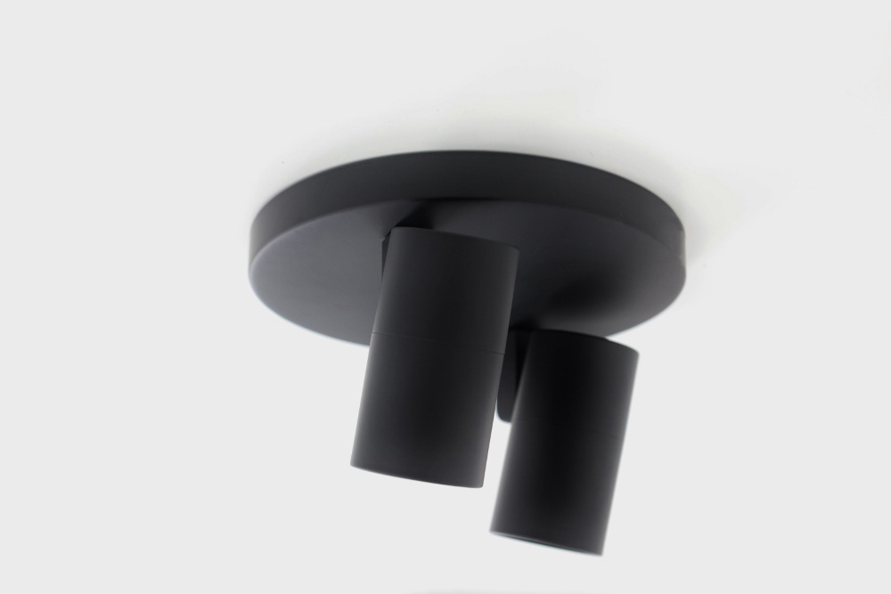 Minimalistische opbouwspot PETITE 2-lichts rond GU10 | Zwart