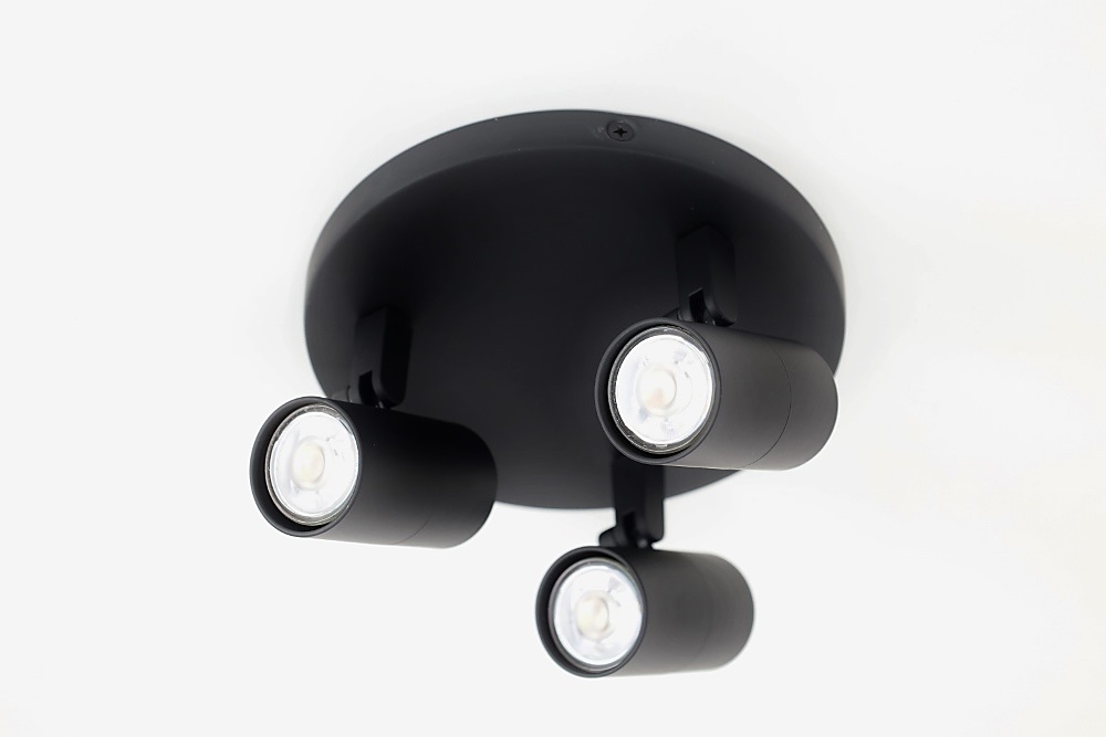 Minimalistische opbouwspot PETITE 3-lichts rond GU10 | Zwart