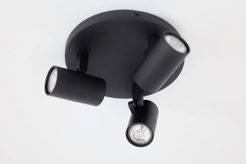 Minimalistische opbouwspot PETITE 3-lichts rond GU10 | Zwart