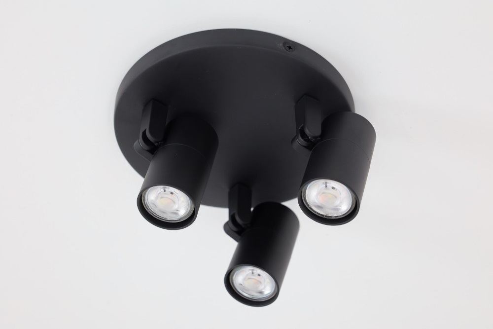 Minimalistische opbouwspot PETITE 3-lichts rond GU10 | Zwart