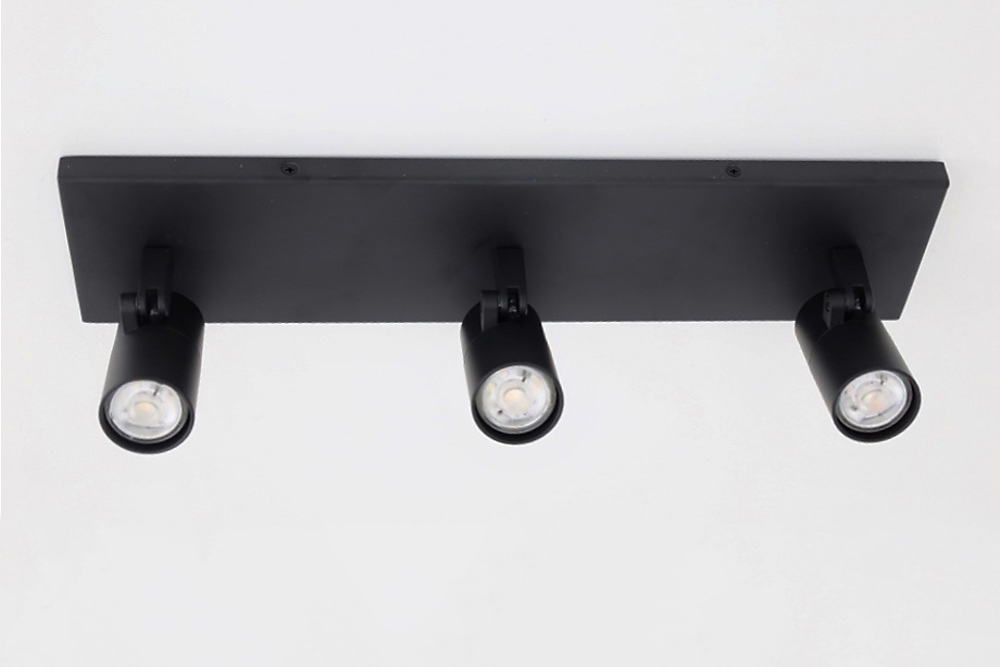 Minimalistische opbouwspot PETITE 3-lichts balk GU10 | Zwart