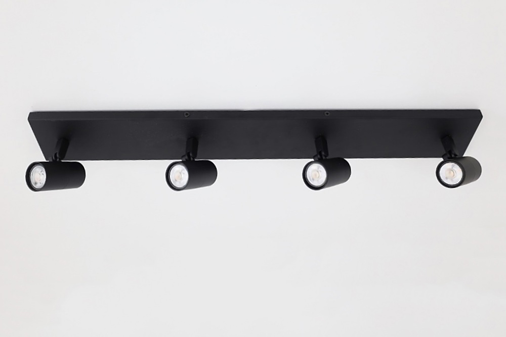 Minimalistische opbouwspot PETITE 4-lichts balk GU10 | Zwart