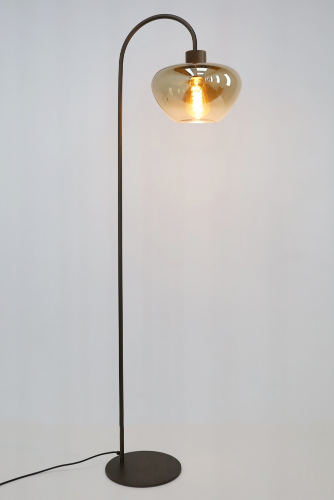 Sierlijke vormgegeven vloerlamp GENUA | Cacaobruin / amber