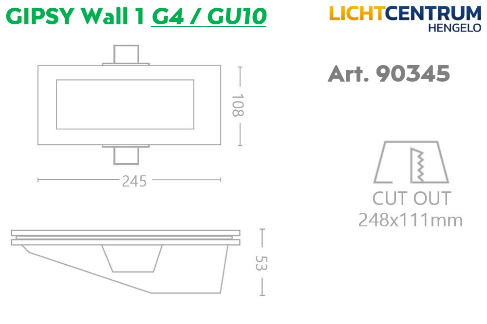 Trimless inbouw wandlamp / trapverlichting GIPSY WALL 1 | G4 / GU10