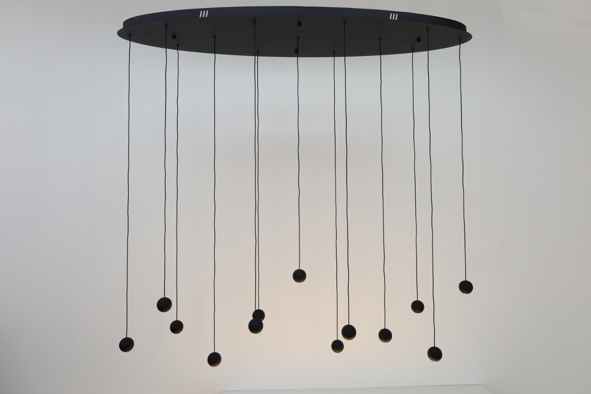 Moderne hanglamp GRACE 13-lichts ovaal | Zwart