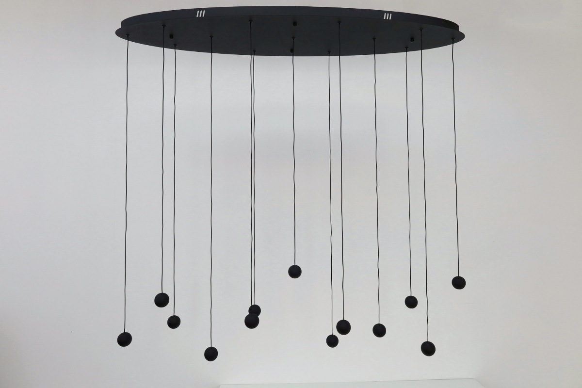 Moderne hanglamp GRACE 13-lichts ovaal | Zwart