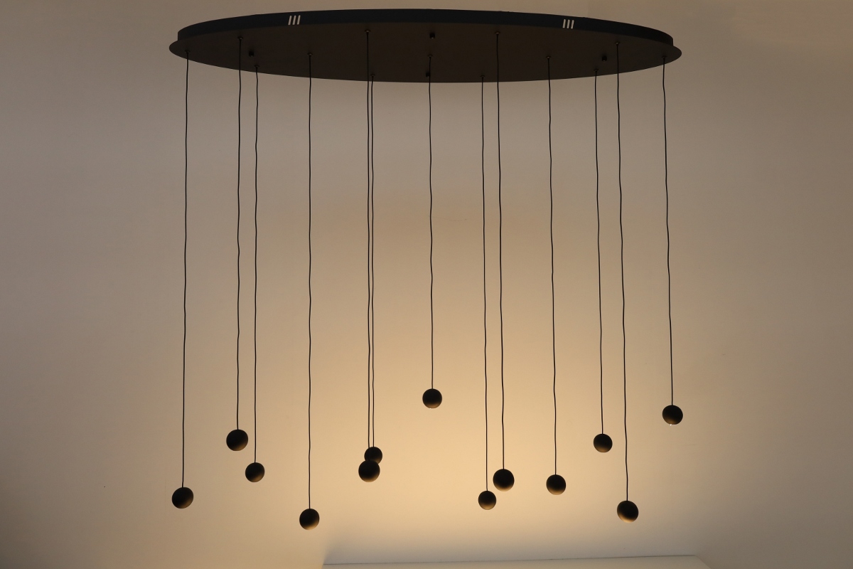 Moderne hanglamp GRACE 13-lichts ovaal | Zwart