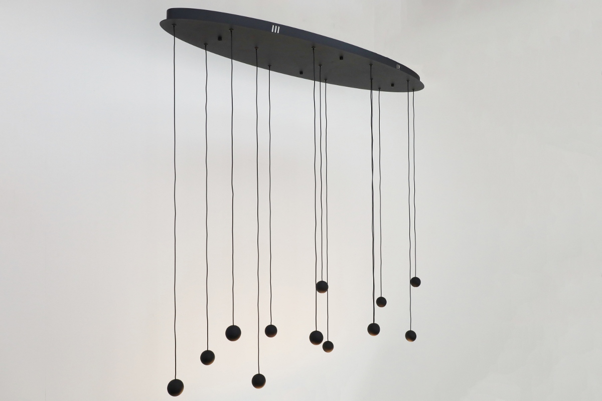 Moderne hanglamp GRACE 13-lichts ovaal | Zwart