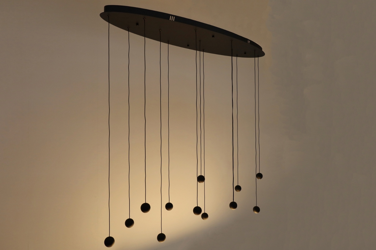 Moderne hanglamp GRACE 13-lichts ovaal | Zwart