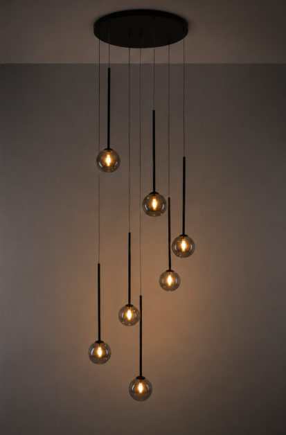 Sfeervolle vide lamp PYRAMID 7-lichts | Zwart / Smoke