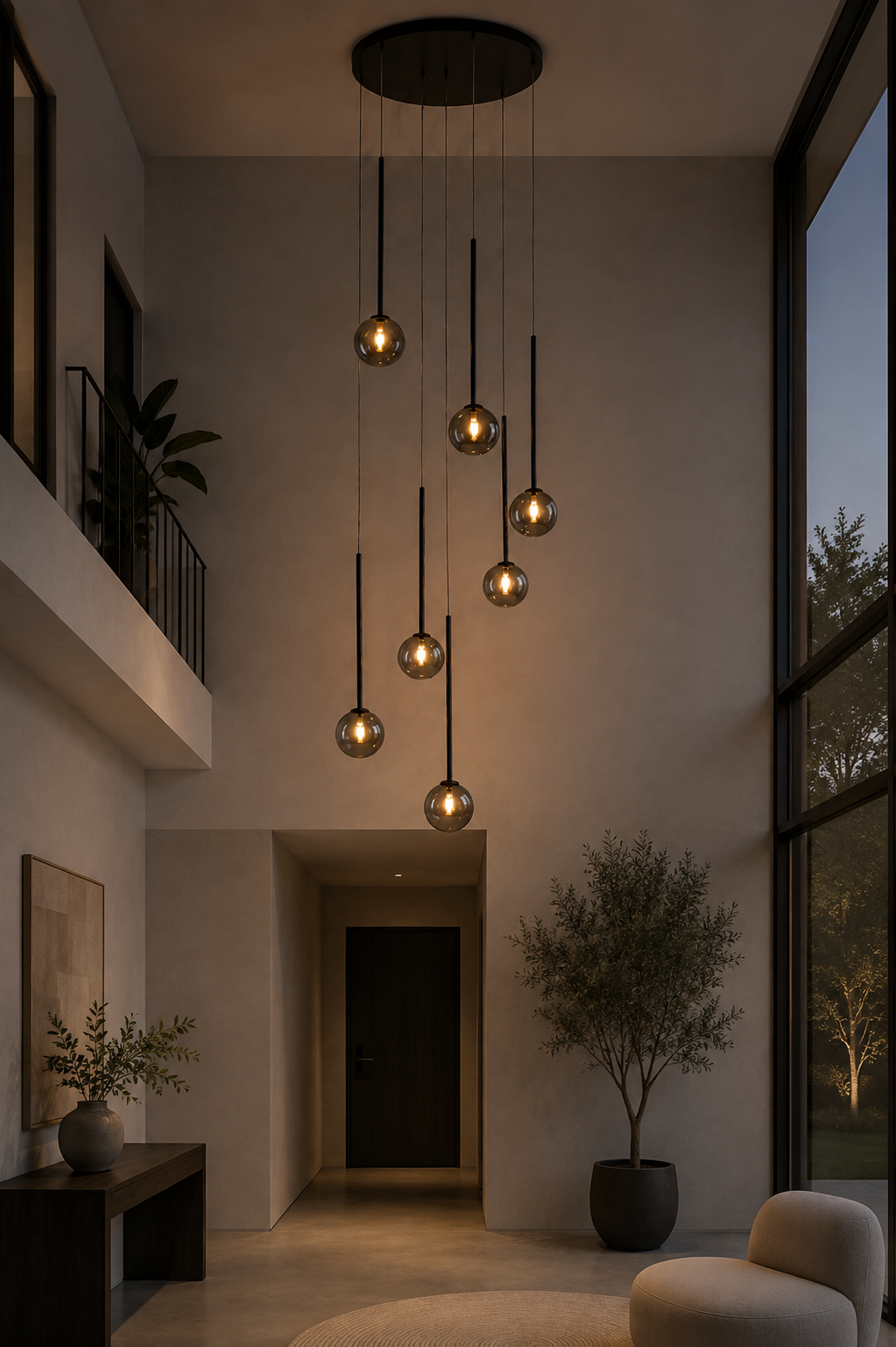 Sfeervolle vide lamp PYRAMID 7-lichts | Zwart / Smoke