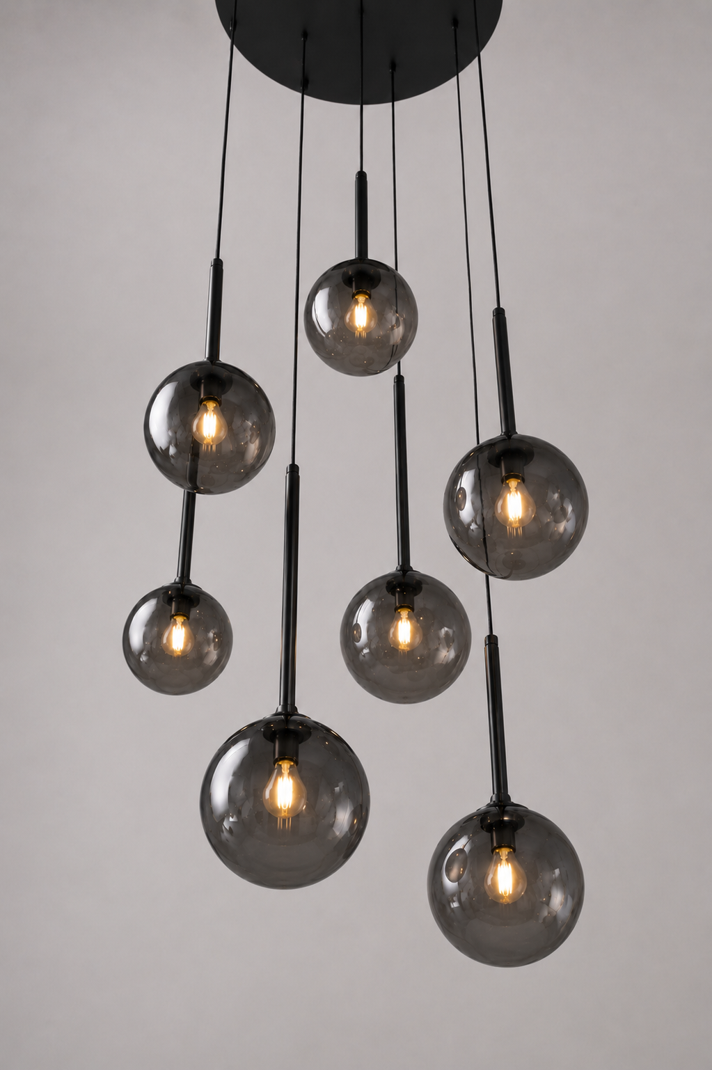 Sfeervolle vide lamp PYRAMID 7-lichts | Zwart / Smoke