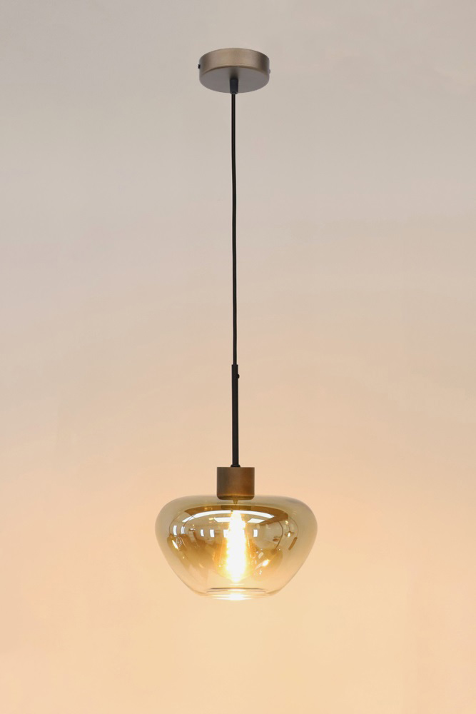Hanglamp 1-lichts GENUA cacaobruin / amber | Ø 24 cm