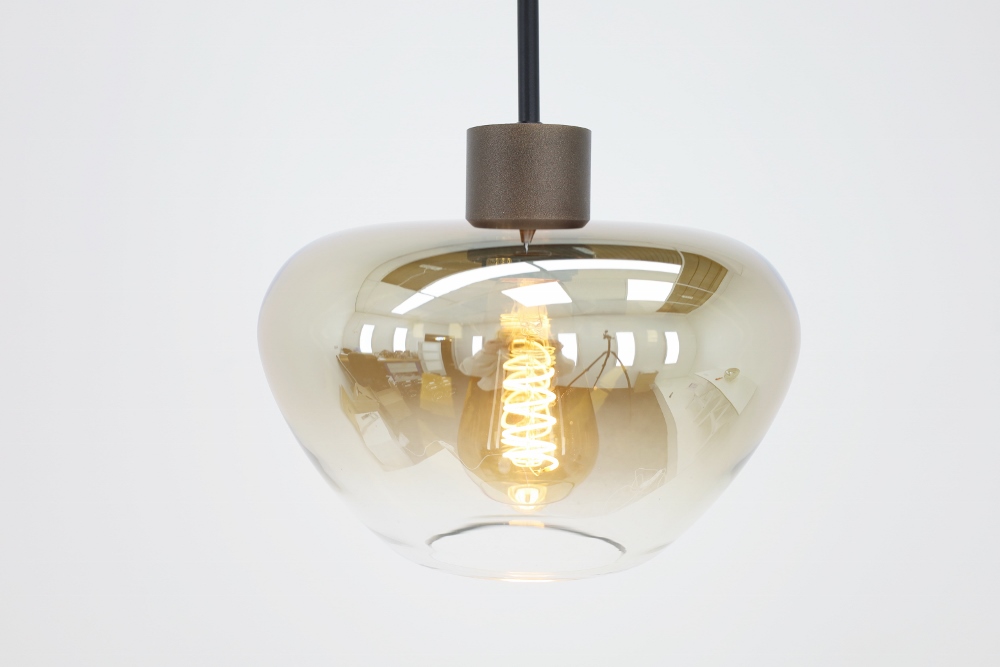 Hanglamp 1-lichts GENUA cacaobruin / amber | Ø 24 cm