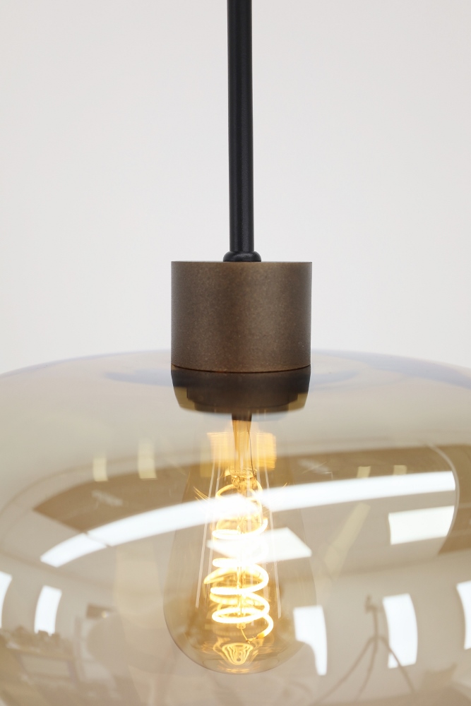 Hanglamp 1-lichts GENUA cacaobruin / amber | Ø 24 cm