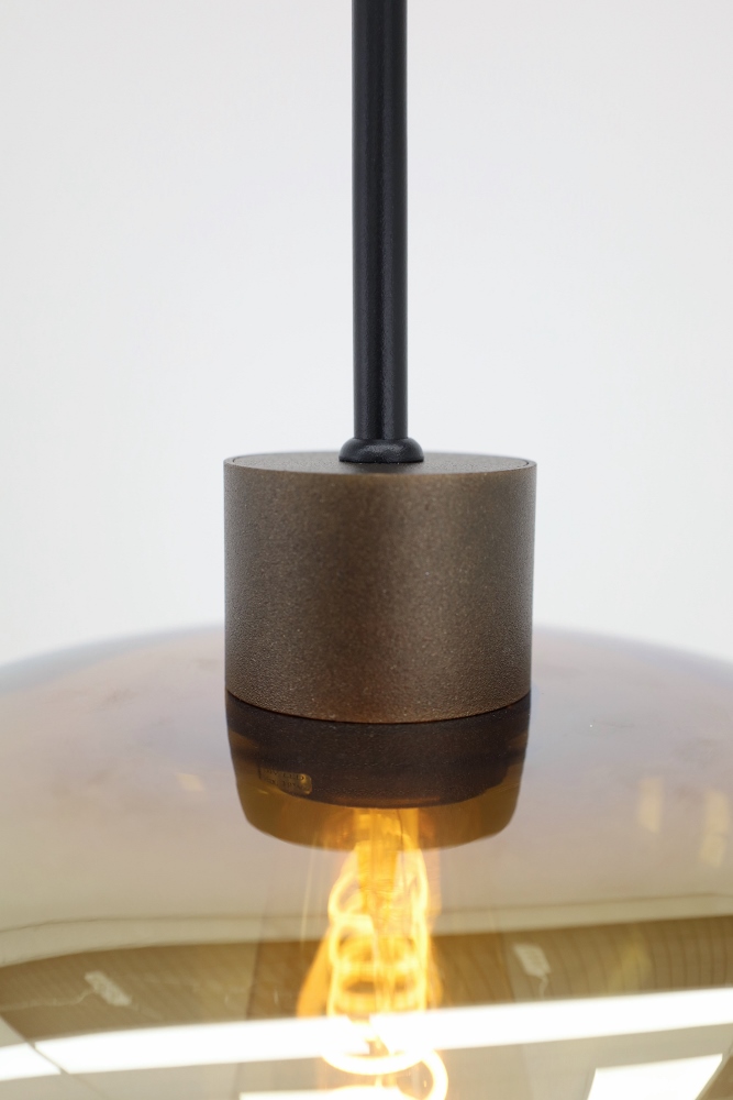 Hanglamp 1-lichts GENUA cacaobruin / amber | Ø 24 cm