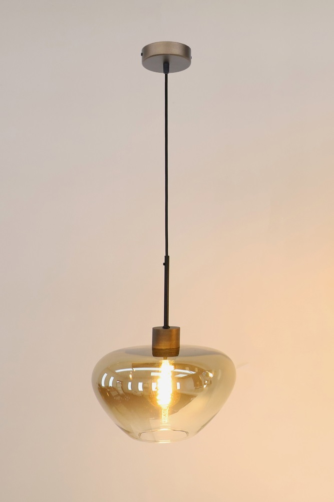 Hanglamp 1-lichts GENUA cacaobruin / amber | Ø 29 cm
