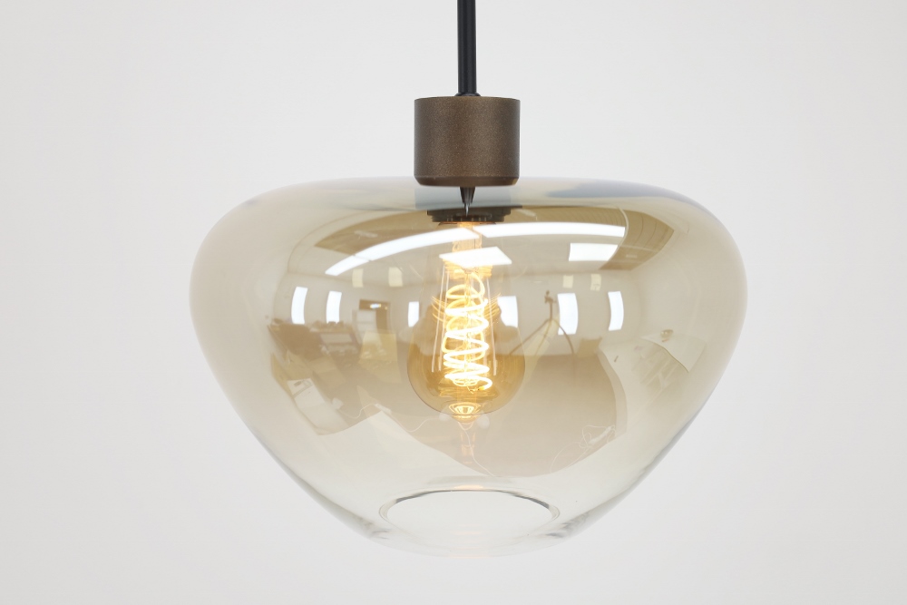 Hanglamp 1-lichts GENUA cacaobruin / amber | Ø 29 cm