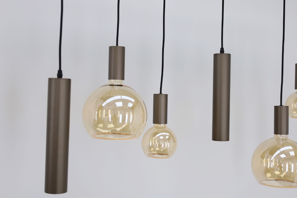 Hanglamp XIVA I 130 x 25 cm 7-lichts mokkabruin | Compleet