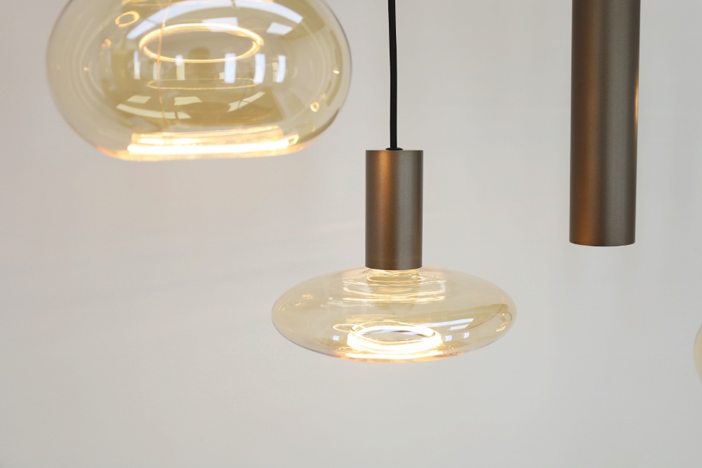 Hanglamp XIVA II 130 x 25 cm 7-lichts mokkabruin | Compleet