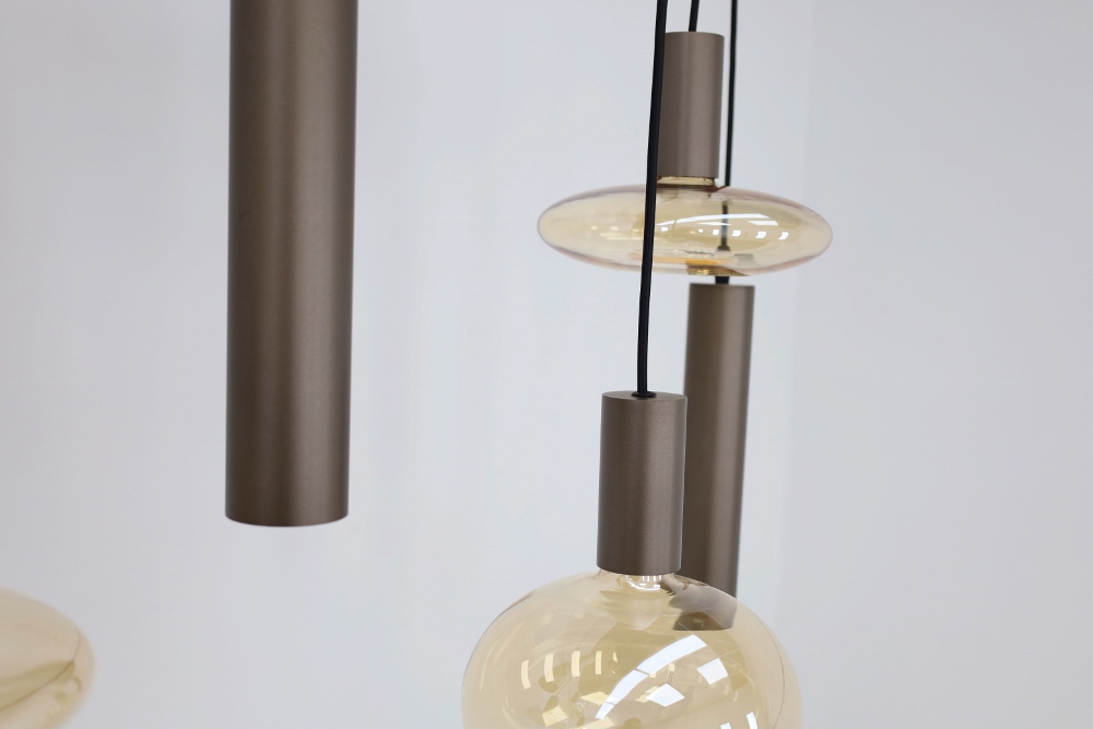 Hanglamp XIVA II 130 x 25 cm 7-lichts mokkabruin | Compleet