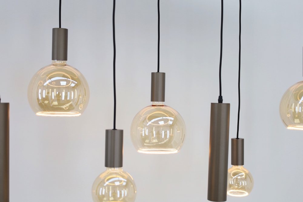 Hanglamp XIVA I ovaal 140 x 50 cm 8-lichts mokkabruin | Compleet