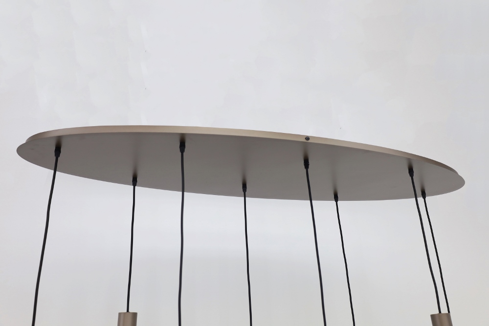 Hanglamp XIVA I ovaal 140 x 50 cm 8-lichts mokkabruin | Compleet
