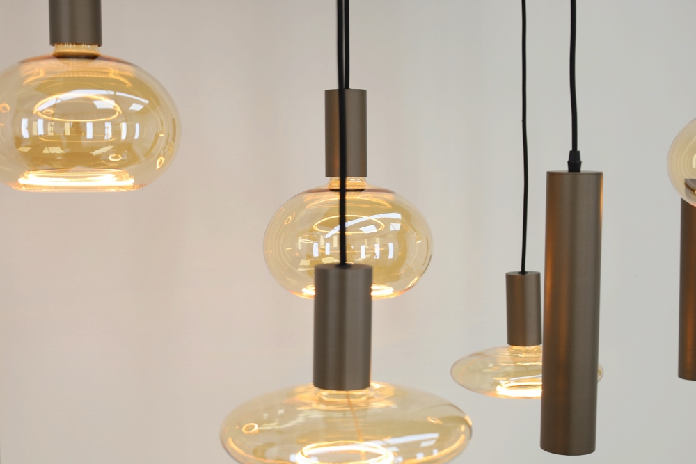 Hanglamp XIVA II ovaal 140 x 50 cm 8-lichts mokkabruin | Compleet