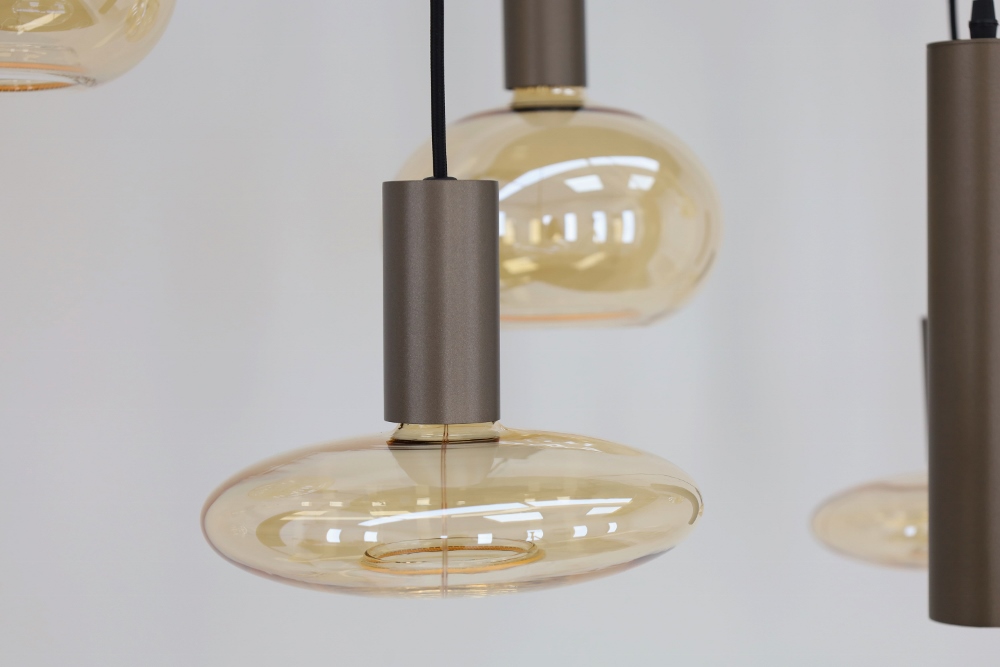 Hanglamp XIVA II ovaal 140 x 50 cm 8-lichts mokkabruin | Compleet