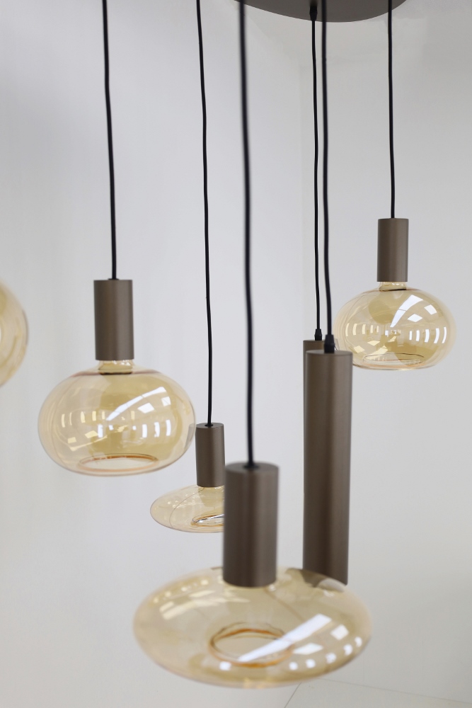 Hanglamp XIVA II ovaal 140 x 50 cm 8-lichts mokkabruin | Compleet