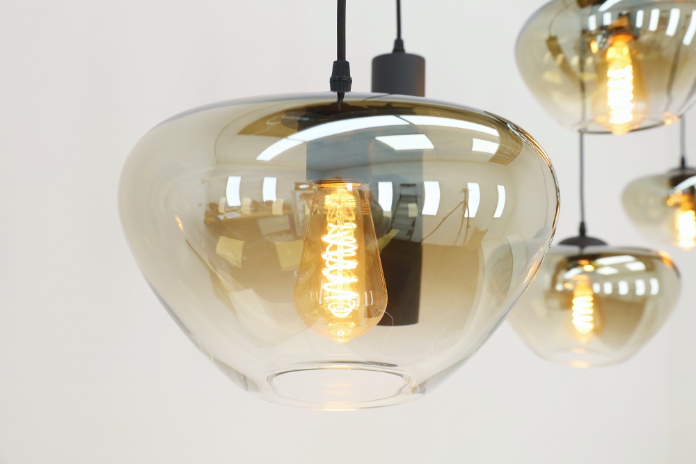 Hanglamp 6-lichts GENUA 130 x 25 cm | Zwart / amber