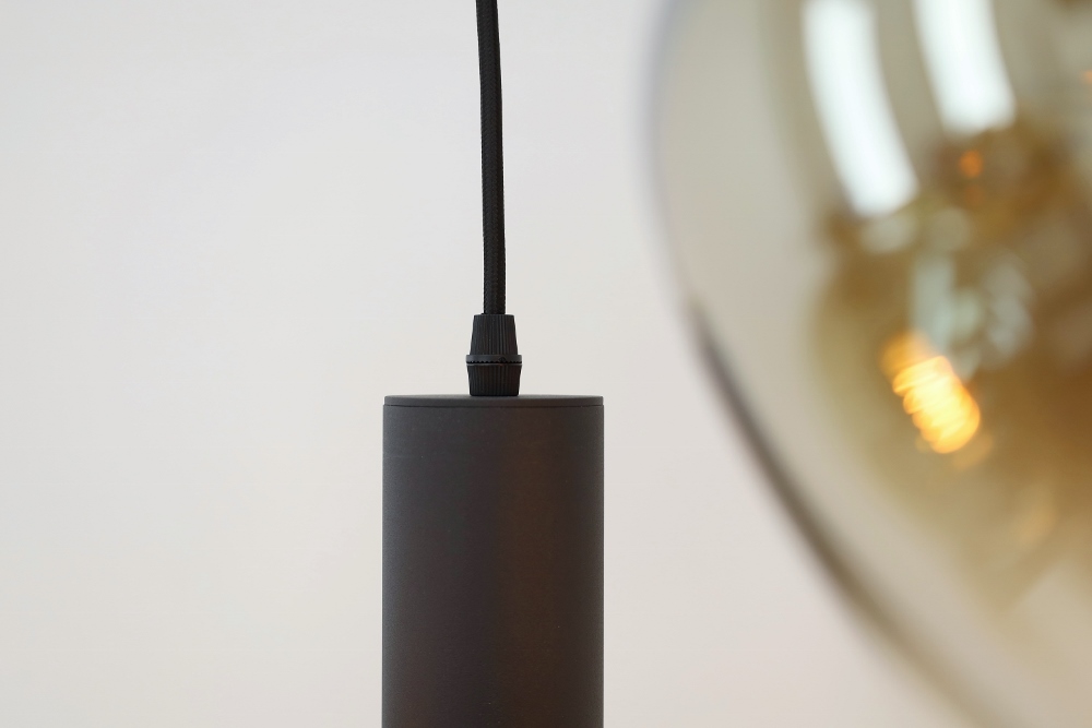 Hanglamp 6-lichts GENUA 130 x 25 cm | Zwart / amber