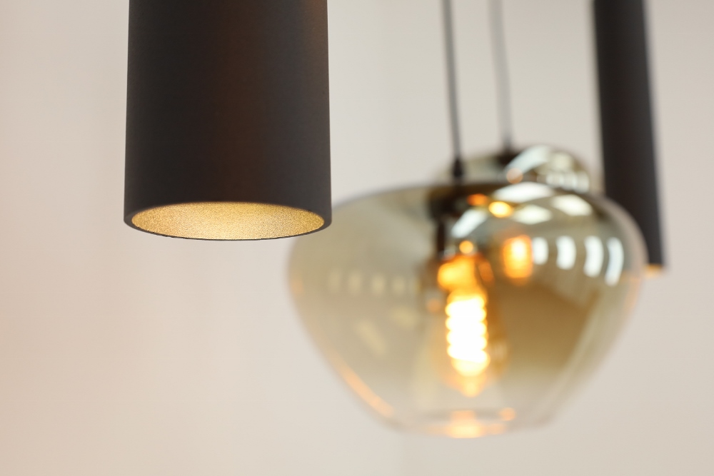 Hanglamp 6-lichts GENUA 130 x 25 cm | Zwart / amber