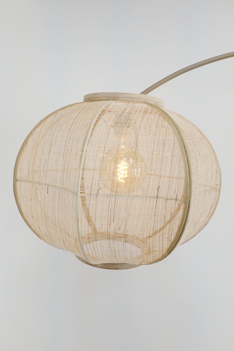 Stijlvolle booglamp MEANDER inclusief kap FABRIC | Zand