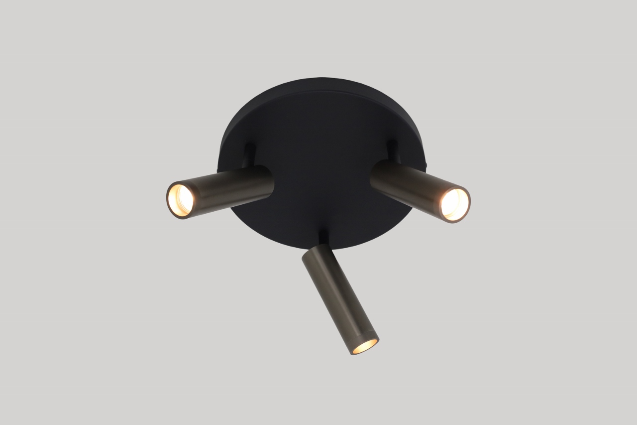 Moderne opbouwspot DORADO 3-lichts | Zwart / grijs
