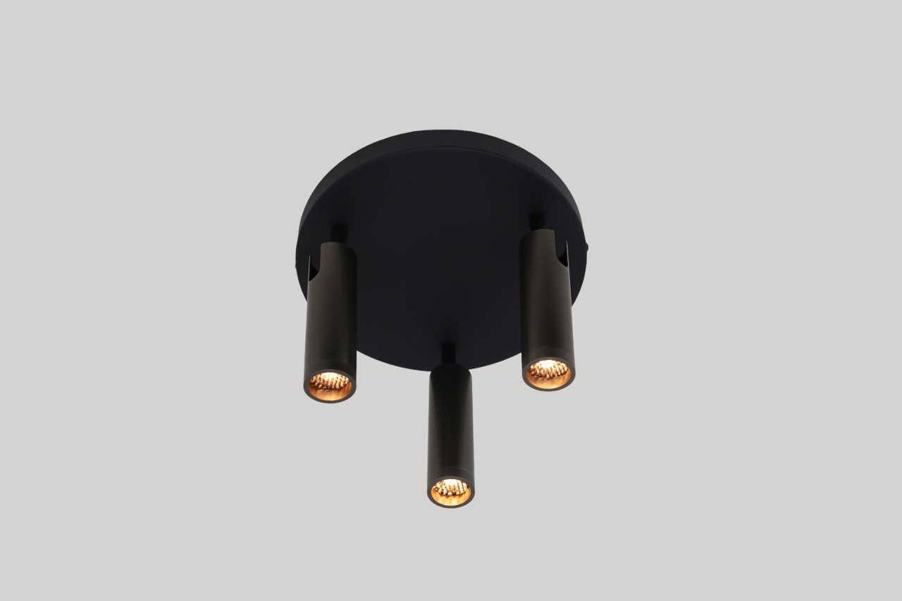 Moderne opbouwspot DORADO 3-lichts | Zwart / grijs