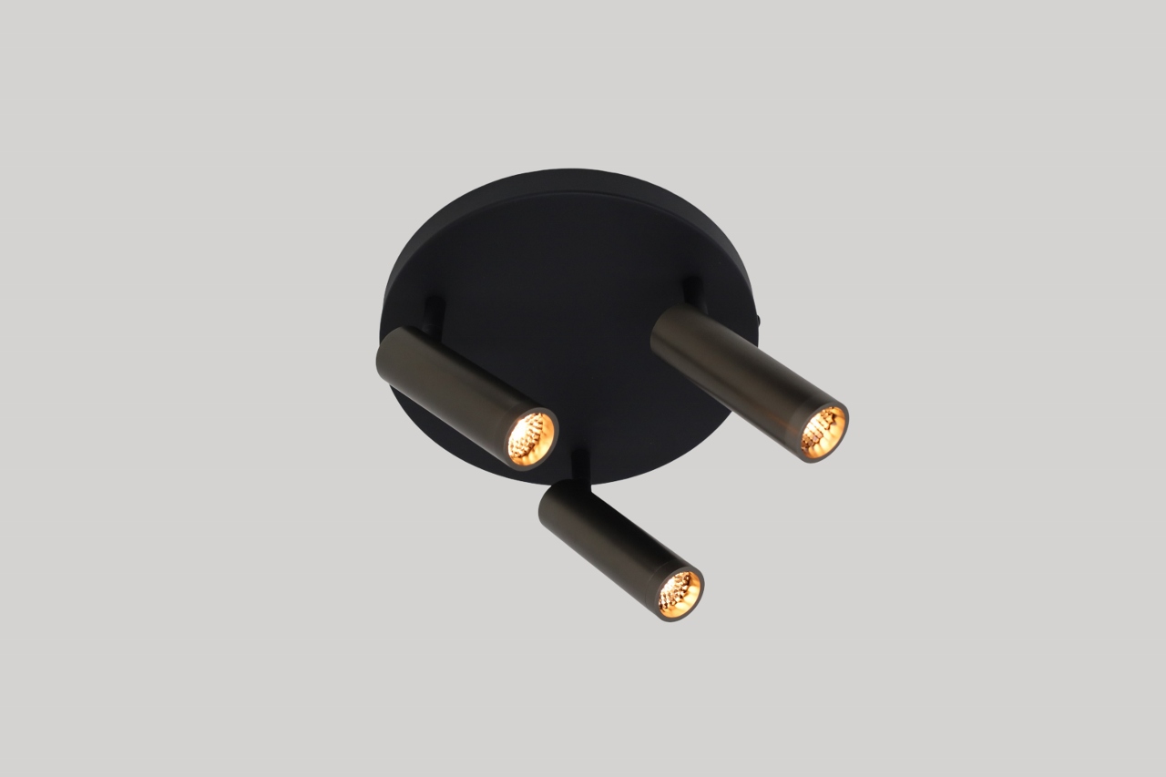 Moderne opbouwspot DORADO 3-lichts | Zwart / grijs
